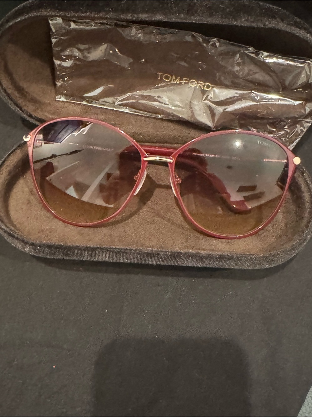 Tom Ford Penelope Women's Sunglasses - Burgundy Frame with Brown Gradient Lenses